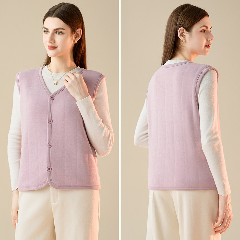 羊毛填充马甲女秋冬季加绒加厚V领内搭背心坎肩大码显瘦保暖上衣,淘宝优惠券,粉丝福利购,淘宝优惠卷