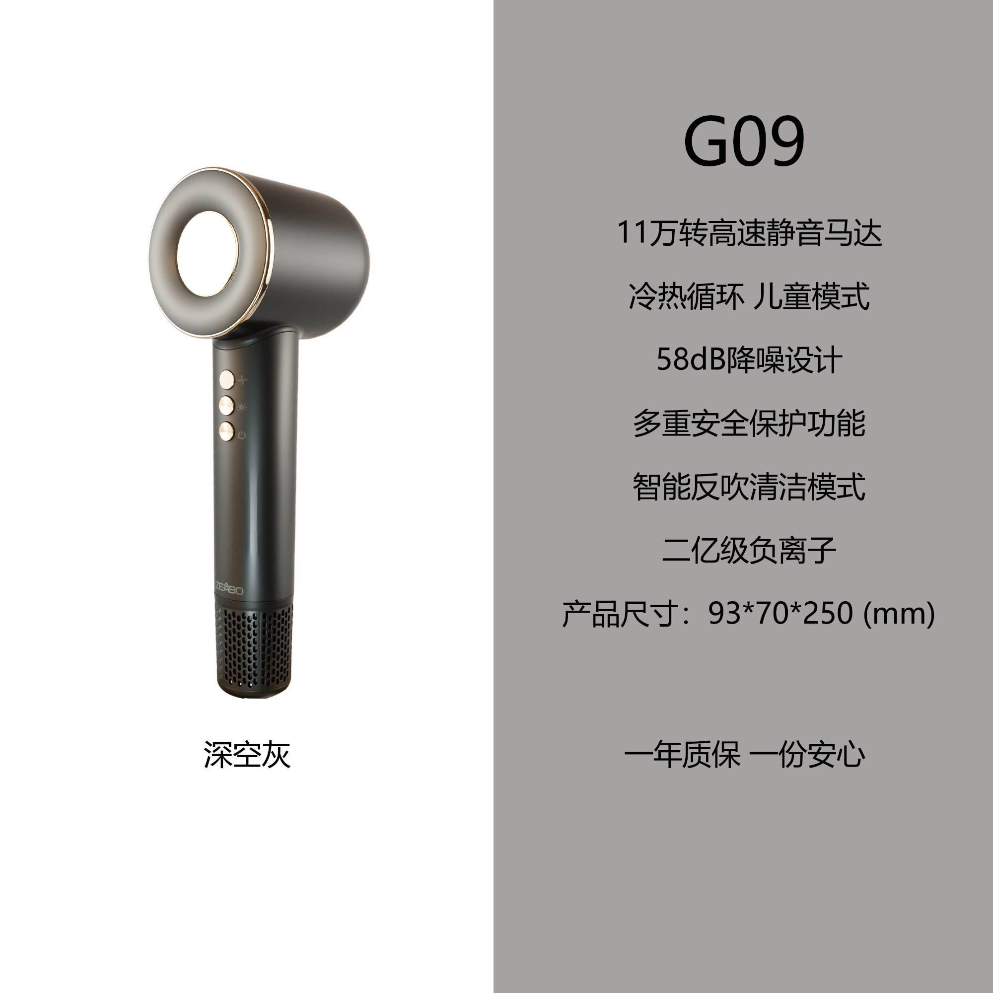 Zeabo智博星级酒店高端民宿家用风机负离子恒温护发噪音低高速吹,淘宝优惠券,粉丝福利购,淘宝优惠卷