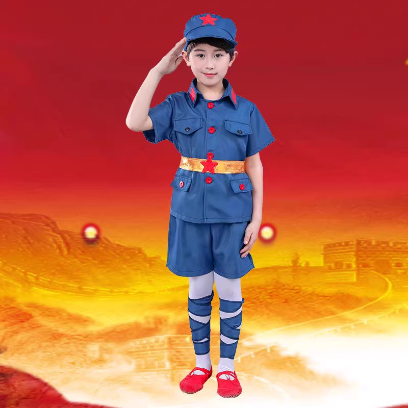 儿童小红军演出服幼儿小八路服装闪闪的红星小学生大合唱表演服装