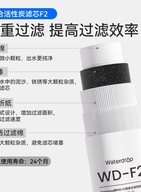 Waterdrop净水器滤芯替换装适配X12系列1016官方原装滤芯RO1200g