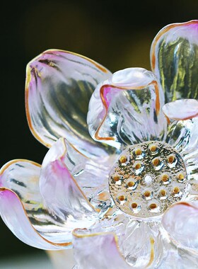 净水金莲琉璃莲i花烛台香插莲花摆件居家茶室佛堂茶桌桌面摆放礼