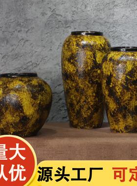 景德镇土化羽帝王黄桌面摆件花瓶粗陶家居装饰陶瓷花瓶