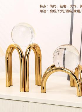 欧式金属水晶球制品摆件高级感家居客厅桌面装饰工艺品摆设厂