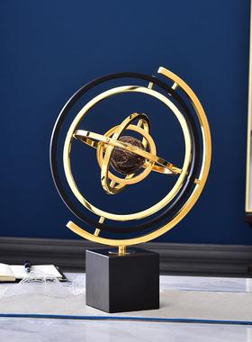 欧式轻奢金属旋转地球仪装饰品客厅小众高级感桌面装饰摆件厂