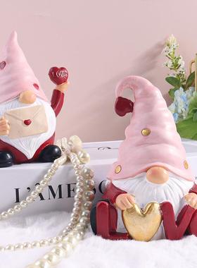 情人节情人节矮灵侏儒矮人件客厅精家摆居书房装品树脂饰工艺品摆