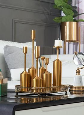 轻奢金色复古摆件家居高级感金属装饰烛台六件套工艺品厂