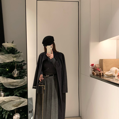 馨菲长款版型巨好显瘦款羊毛外套(配腰绳)（含100澳毛）120308w10 - 图1