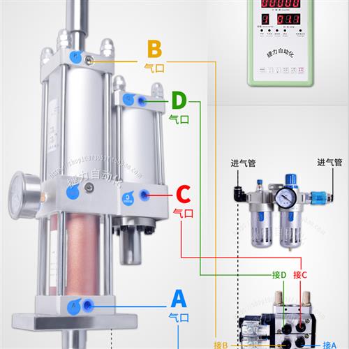 新款捷力 可调气液增压缸 MPT1T2T3T5T10T15T20T行程可调气动增压 - 图2