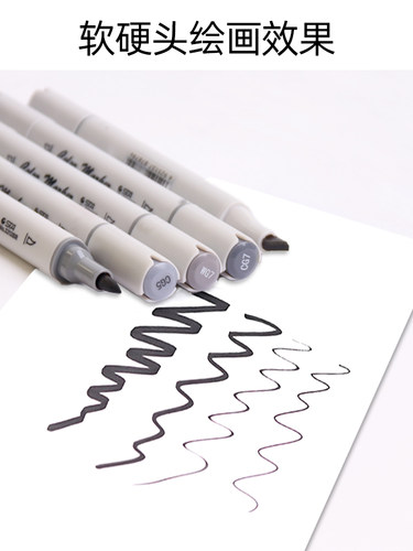 STA斯塔灰色系马克笔硬头3203软头3212双头酒精油性暖灰绘画速干冷灰建筑设计考研画笔美术生专用灰色系套装 - 图2