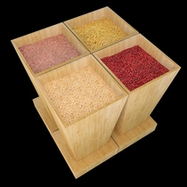 Supermarket Wood Rice Barrel Rice Grain Display Cabinet Square Rice Cabinet Rice Hopper Grain Oil Shop Five Valley Miscellaneous Grain Bulk Grain Pile Head Shelf