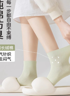 纯棉短袜春夏款薄款女士中筒袜