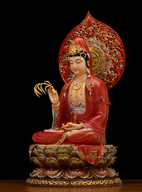 纯铜观音菩萨佛像铜娑婆三圣摆件