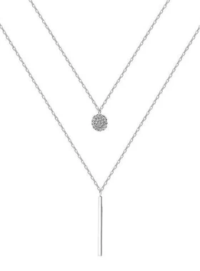 双层ins项链锁骨链镶钻简约女纯银新款925银冷淡风女2022年