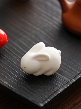 可爱小兔子摆件迷你陶瓷造景花盆微景观动物情侣送礼家居装饰品