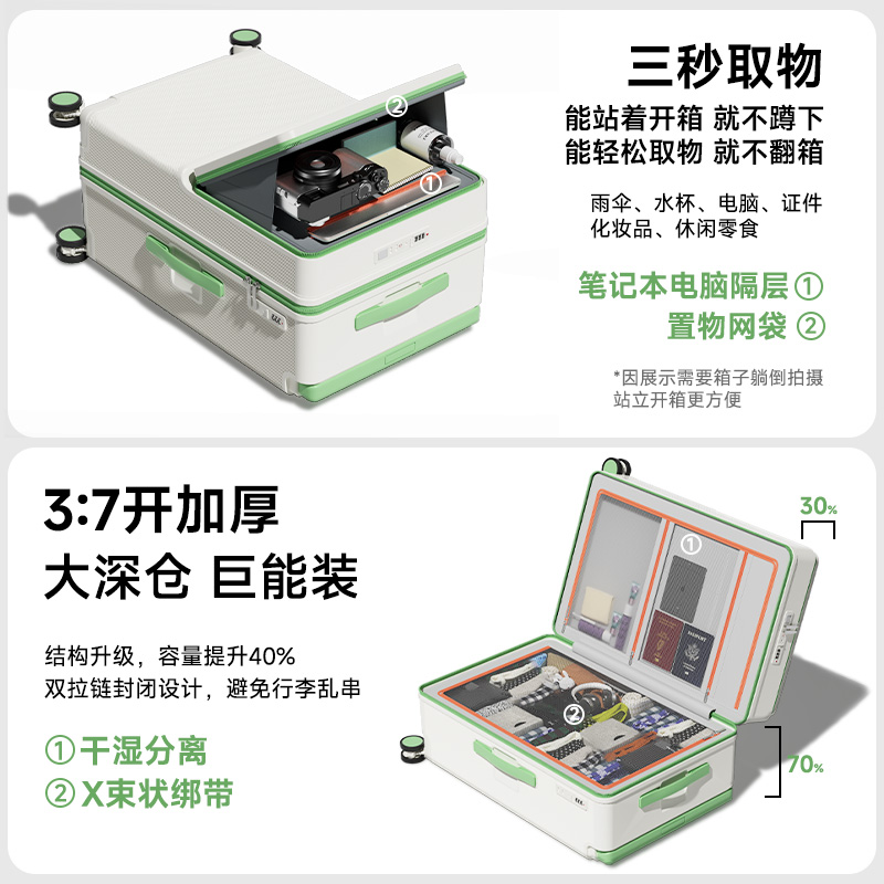 前开口宽拉杆箱行李箱女新款24寸大容量结实耐用加厚登机旅行箱男