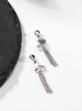 s925复古银配饰提溜小饰品滴流吊坠蝴蝶流苏手工编绳手链项链耳饰