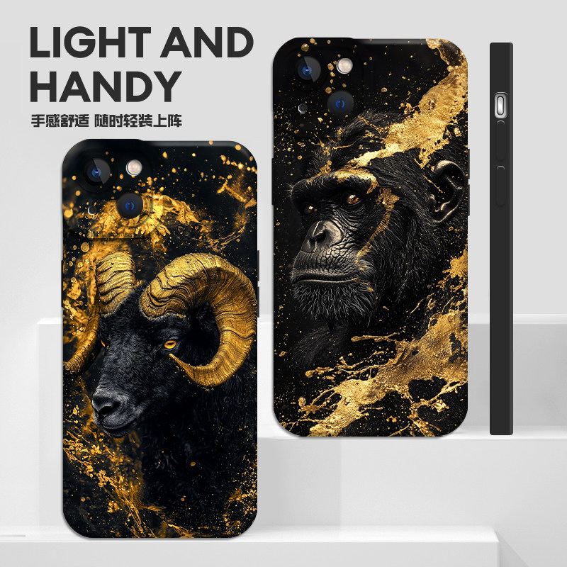 十二生肖手机壳适用苹果17黑金iphone16promax国风15plus新中式13mini马年14牛12龙8老虎7马xs羊xr猴子鸡11狗 - 图3