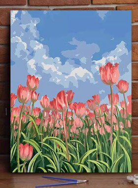 成品挂画清新植物高清喷印油画风花卉装饰画小复古治愈系客厅卧室