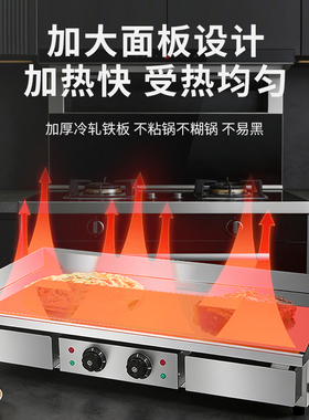 商用镀铬电扒炉镜面不锈钢手抓饼机器铁板鱿鱼铁板烧烤冷面大铁板