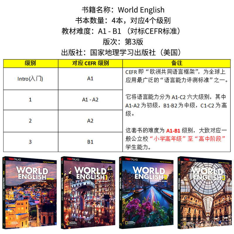 英文原版 美国国家地理出版 第三版World English世界英语 纯正美式发音 打造真实学习环境 听力语法运用综合性CEFR中高级学习教材