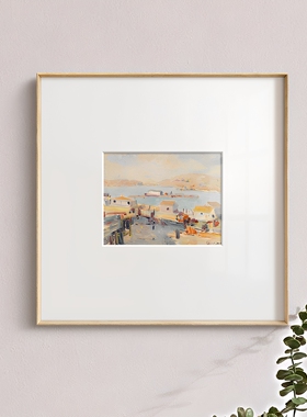 北欧复古海边小镇风景装饰画