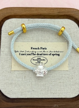 足银999三丽鸥人鱼小丑鱼星星汉顿纯银转运珠通孔串珠手链手绳