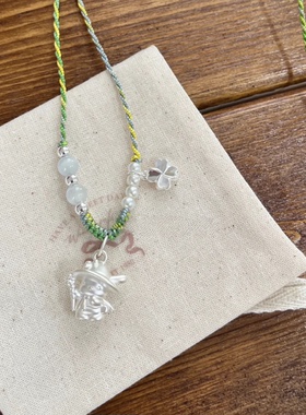 足银999三丽鸥帕恰狗森林旅人3D卡通硬银纯银吊坠少女心项链礼物