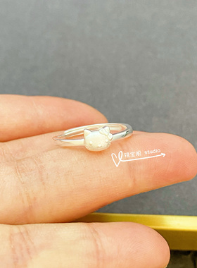 足银990hellokitty纯银凯蒂猫戒指可爱甜美简约小众设计感新款