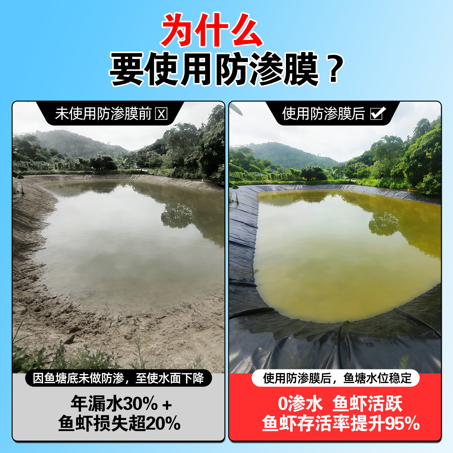 鱼塘防渗膜蓄水池防水布鱼池专用塑料黑膜防漏养殖护坡加厚土工膜,淘宝优惠券,粉丝福利购,淘宝优惠卷