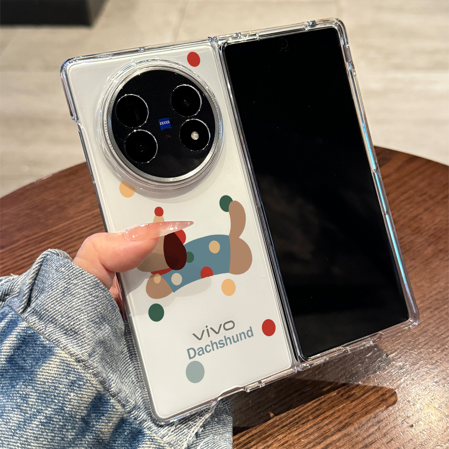 适用vivoxfold5手机壳新款波点腊肠狗xfold3pro折叠屏外壳xfold3全包防摔vivo透明xfold2高级感XFold女款网红 - 图0