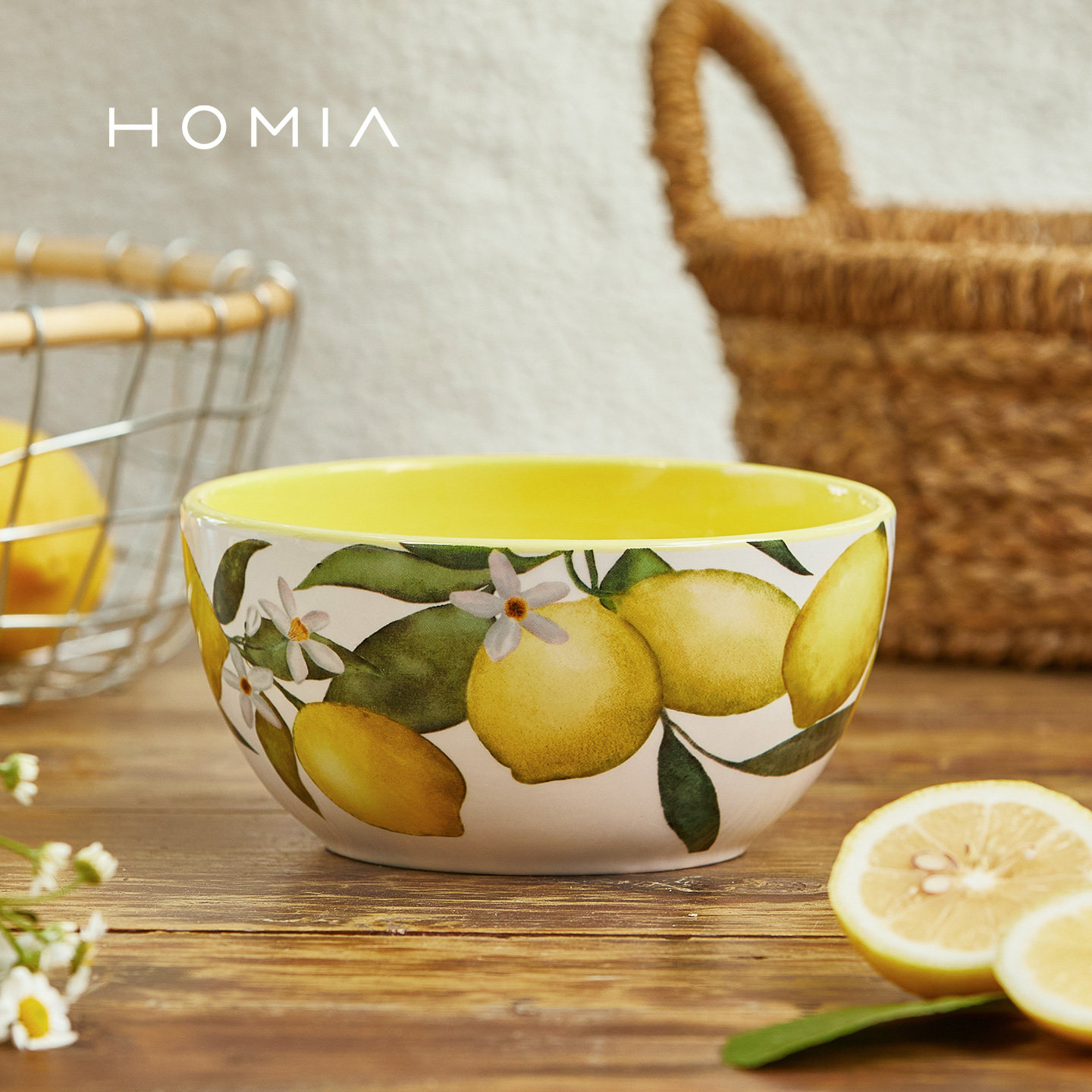 HOMIA柠檬系列釉下彩陶瓷餐具套装家用吃饭碗面碗汤碗菜盘子碗碟 - 图0