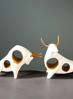 牛摆件客厅电视柜酒柜书柜摆件创意现代办公室北欧轻奢小装饰品