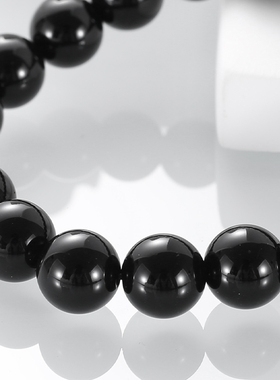 玥珑天玺纯黑天然黑曜石转运手串