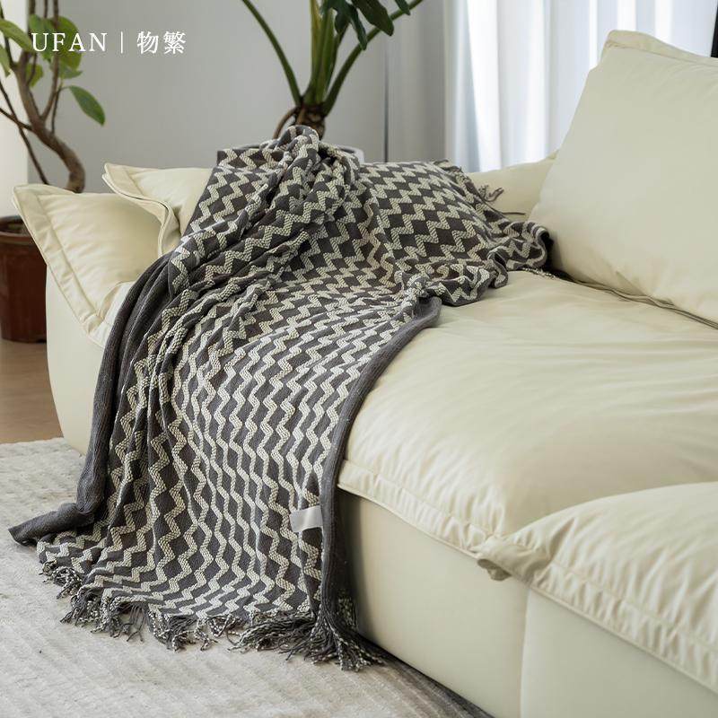 北欧风盖毯流苏波浪纹沙发毯休闲毯现代简约民宿酒店样板房床尾毯,淘宝优惠券,粉丝福利购,淘宝优惠卷