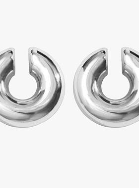 Women round hollow earrings without ear holes ear bone clip