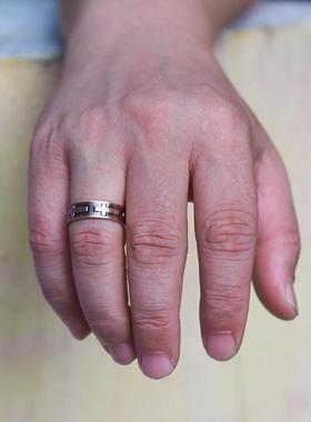 新款纯红铜紫铜男士戒指开口可调节十字架简约复古戒子男女同款