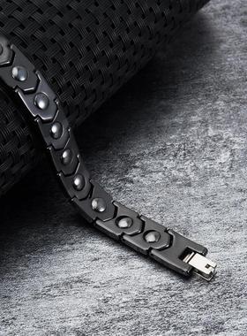 轻奢陶瓷男士手链黑色手环简约潮流首饰锗石防辐射手串礼物送男友