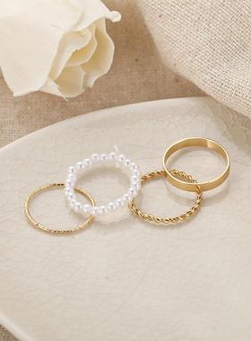 personality ins simple pearl rings elegant joints ring 戒指