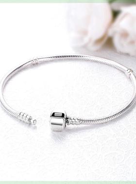 925 Sterling Silver Charm Bead Bracelet For Women Original R