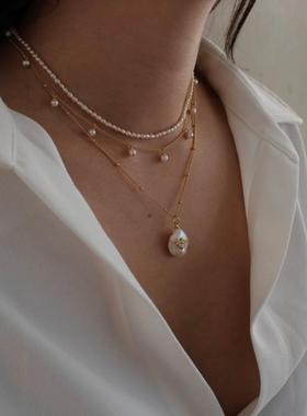 Vintage Style Dainty Freshwater Rice Pearl Necklace for Men