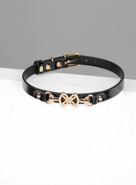 甜酷辣妹蝴蝶结镶钻choker项圈