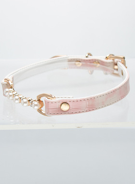 粉色鳄鱼纹珍珠choker项圈女