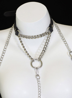 朋克甜酷皮质链条项圈情侣