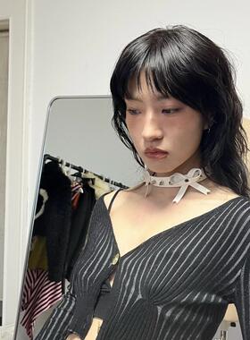 重工蝴蝶结铆钉CHOKER皮质项链