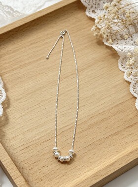 清冷ins风珍珠碎锆锁骨链