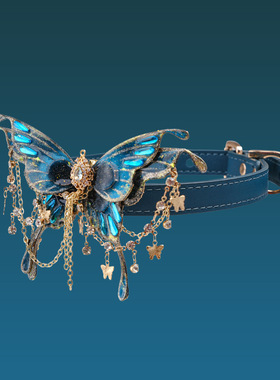 法式甜美蝴蝶头层牛皮蛇皮项圈