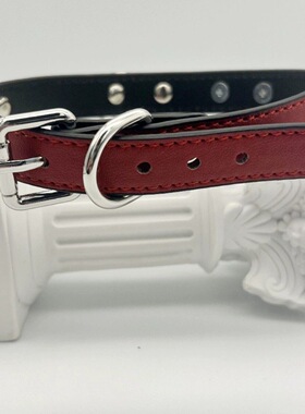 红黑撞色皮质铃铛choker项圈女