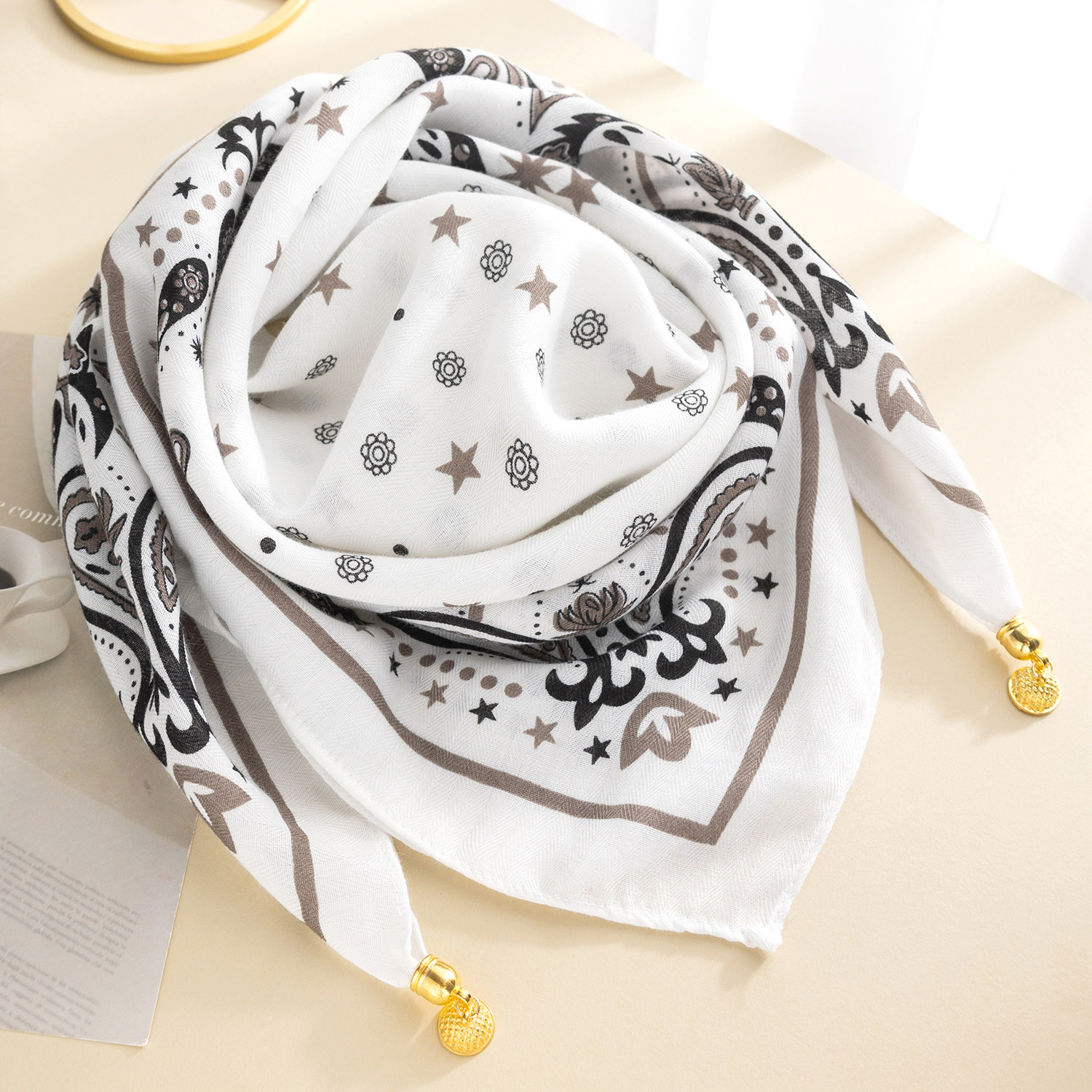 磁吸扣丝巾方巾女系脖高级感围巾春秋冬护颈女2025新款棉麻围巾,淘宝优惠券,粉丝福利购,淘宝优惠卷