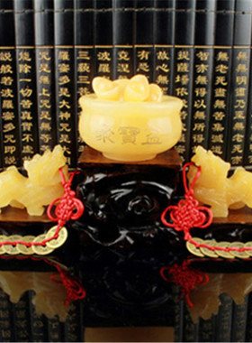 貔貅黄玉貔貅摆件聚宝盆摆设普通包装玉器工艺品