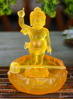 水琉璃浴佛套装（莲花盘 太子佛 勺子）释迦摩尼佛浴佛节家居摆件